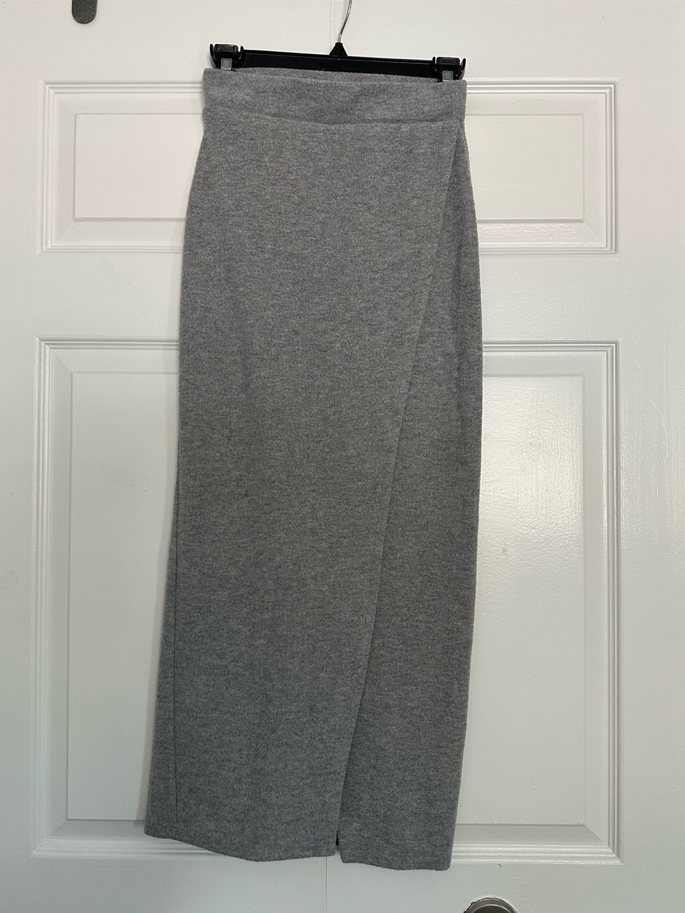 Bordeaux Gray Wrap-Front Knit Maxi Skirt
